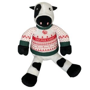 Chick Fil A 2020 Christmas Sweater Cow Plush Stuffed Animal Toy 9.5 Inches
